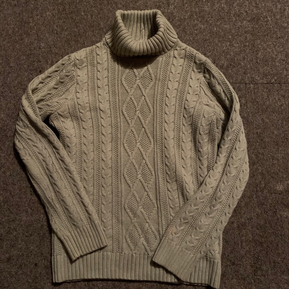 Croft&Barrow Green Cable Knit Turtleneck